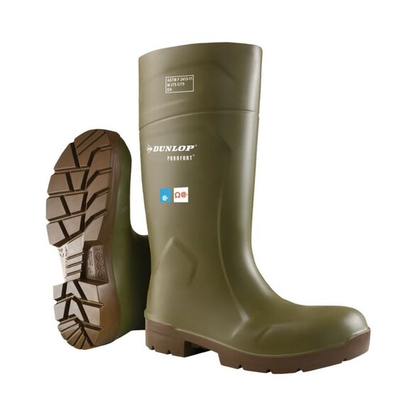 Dunlop Purofort FoodPro MultiGrip Safety Boots Green Brown Size 11 - Picture 1 of 1